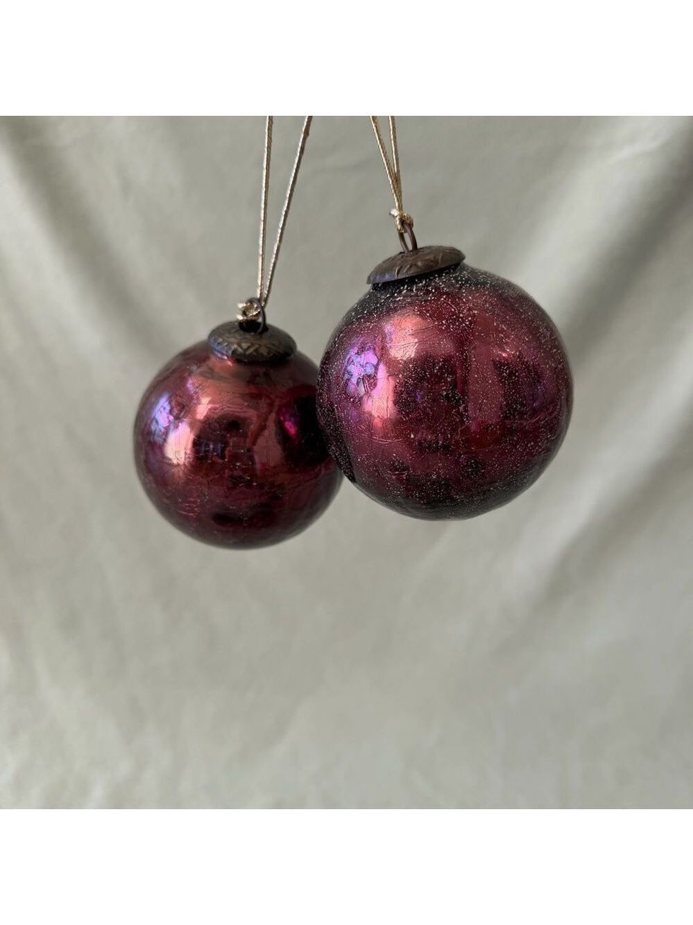 Purple Blown Glass Kugel Ball Christmas Ornament Set Of 6 - Picture 4 of 9